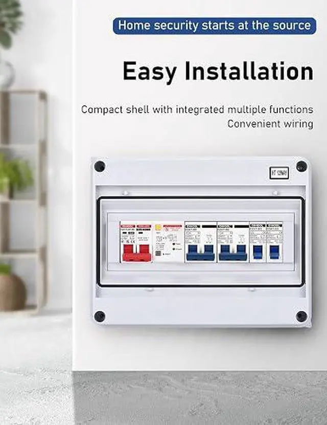Alt view image 6 of 7 - Ground Fault Circuit Breaker with Voltage Surge Arrester Protection, 32Amp, 2 Poles, AC 120V-240V, DIN Rail Mount Residual Current Circuit Breaker