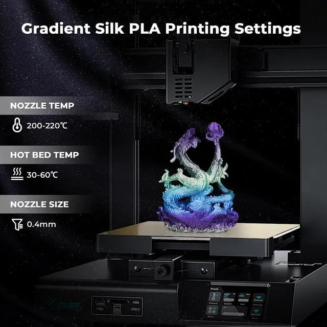 Alt view image 5 of 7 - Silk PLA Filament Bundle, 3D Printer Filament Gradient 1.75mm Silk Shiny Filament Bundle 1.75mm PLA 200gX 4 Spools