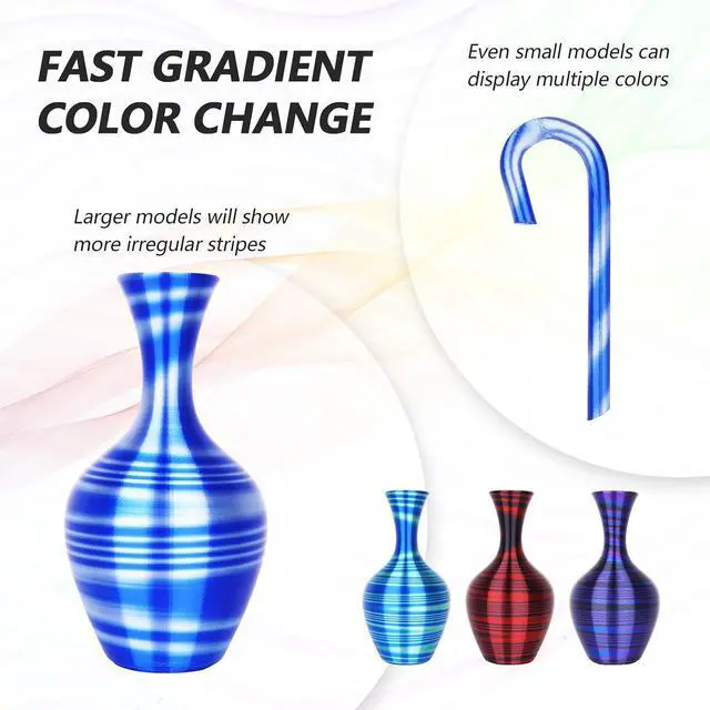 Alt view image 3 of 7 - Silk PLA 3D Printer Filament Bundle, Multicolor Gradient Rainbow PLA 1.75mm Pack, Shiny Fast Color Change 3D Printing Filament for Most FDM 3D Printer, 200g X 4 Spools