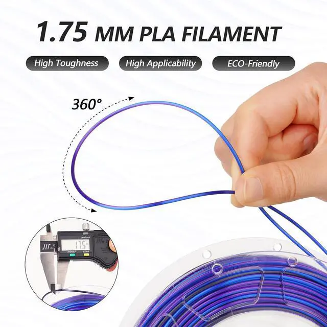 Alt view image 6 of 7 - Silk PLA 3D Printer Filament Bundle, Multicolor Gradient Rainbow PLA 1.75mm Pack, Shiny Fast Color Change 3D Printing Filament for Most FDM 3D Printer, 200g X 4 Spools