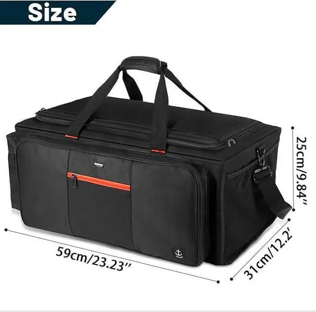 Alt view image 7 of 7 - Large DJ Bag Built-in Sturdy Support Board, DJ cable bag with 9 Detachable Divider & Padded Shoulder Strap, gig bag for Professional DJ Gear, Musical Instrument and Accessories