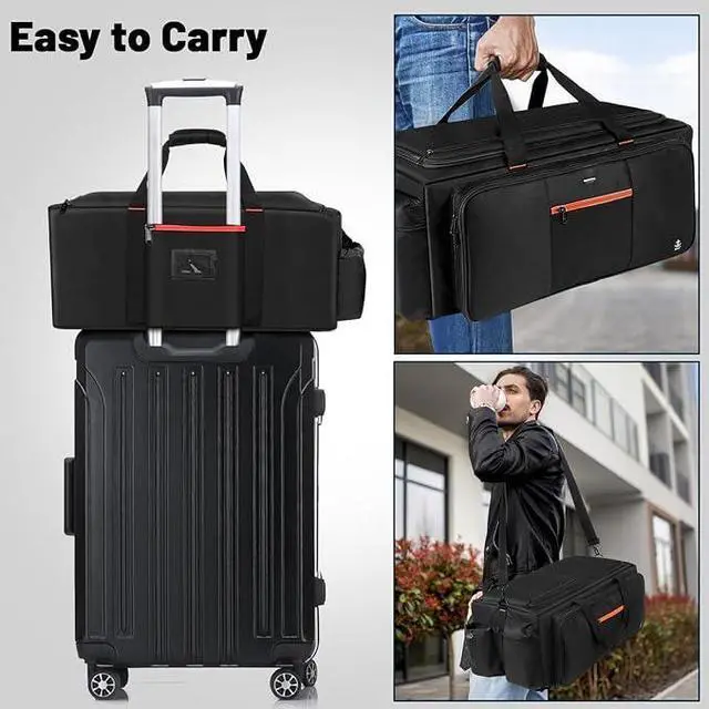 Alt view image 4 of 7 - Large DJ Bag Built-in Sturdy Support Board, DJ cable bag with 9 Detachable Divider & Padded Shoulder Strap, gig bag for Professional DJ Gear, Musical Instrument and Accessories