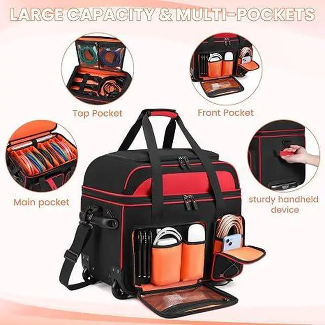 Alt view image 3 of 6 - DJ Cable Bag with Wheels for Equipment,Rolling Gig Bags for Musicians
8 Detachable Dividers, Multiple Pockets for Laptop Microphone, Durable Fabric, Versatile Carrying, for Outdoor Events Touring
