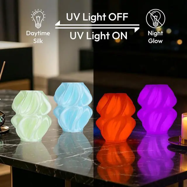 Alt view image 2 of 7 - Silk Glow in the Dark Filament Multicolor, Glow Filament Silk Green, Blue, Purple, Orange Red 1.75mm PLA Filament, Dimensional Accuracy +/- 0.02 mm, 200g X 4 Pack
