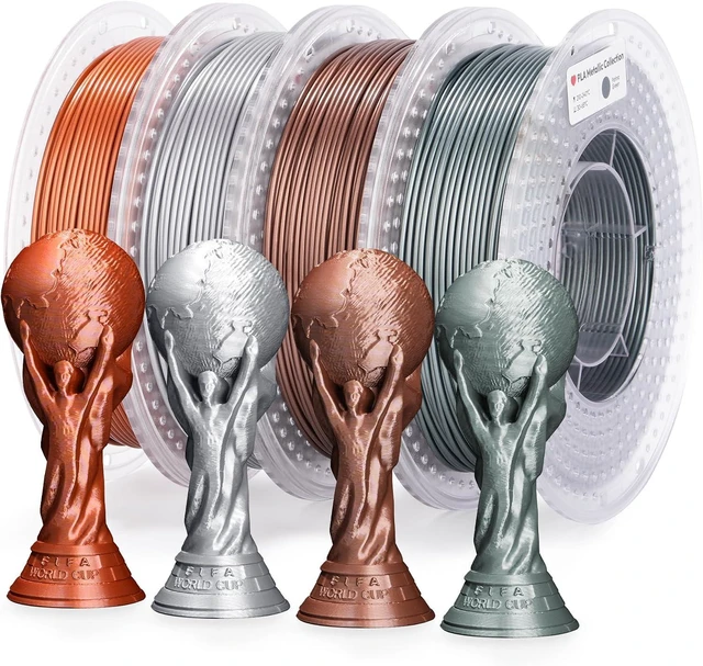 Main image of PLA 3D Printer Metal-Like Filament PLA Filament 1.75mm Filament Bundle,Green Bronze, Silver,Brass Bronze, Red Copper,3D Printing Filament Bundle, 200gX 4 Spools
