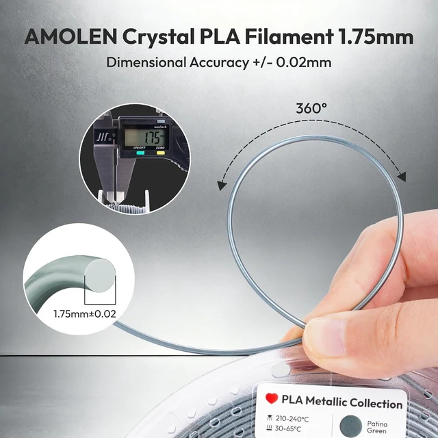 Alt view image 7 of 7 - PLA 3D Printer Metal-Like Filament PLA Filament 1.75mm Filament Bundle,Green Bronze, Silver,Brass Bronze, Red Copper,3D Printing Filament Bundle, 200gX 4 Spools