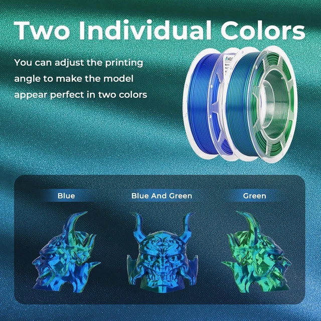 Alt view image 6 of 7 - Silk PLA 3D Printer Filament Bundle, Shiny Dual Color PLA Filament 1.75mm Pack, PLA 3D Printing Filament, Blue Green Coral Dark Violet Purple 200g X 4 Spools