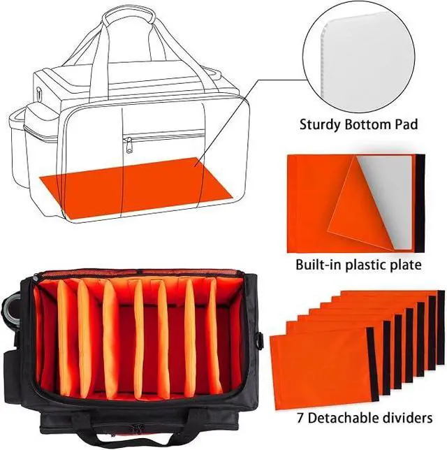 Alt view image 7 of 7 - Large Rolling DJ Bag Built-in hard plastic With Detachable Trolley
Waterproof nylon Large Capacity 7 Detachable Divider & Padded Shoulder Strap, fit up to 15.6'' laptop