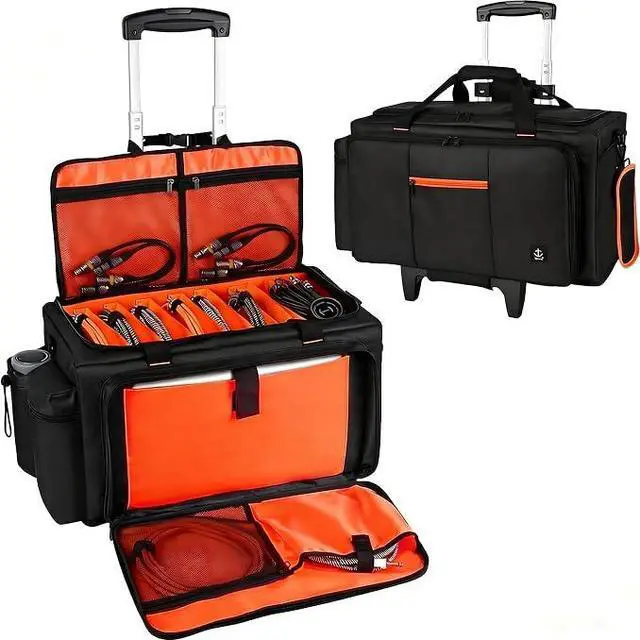 Main image of Large Rolling DJ Bag Built-in hard plastic With Detachable Trolley
Waterproof nylon Large Capacity 7 Detachable Divider & Padded Shoulder Strap, fit up to 15.6'' laptop