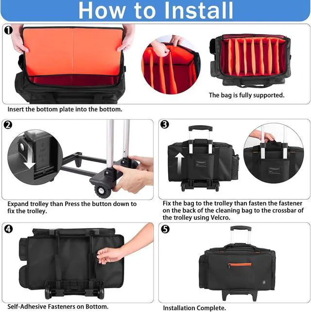 Alt view image 3 of 7 - Large Rolling DJ Bag Built-in hard plastic With Detachable Trolley
Waterproof nylon Large Capacity 7 Detachable Divider & Padded Shoulder Strap, fit up to 15.6'' laptop
