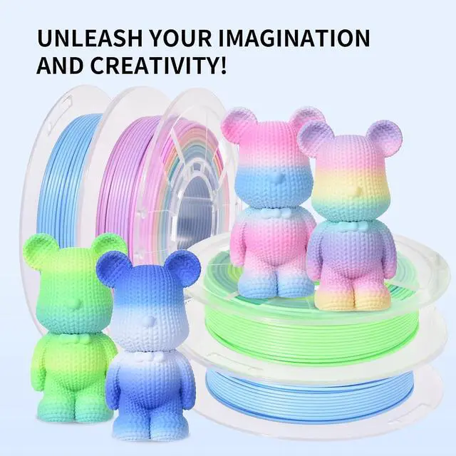 Alt view image 7 of 7 - Matte Rainbow PLA Filament Multicolour 3D Printer Filament Bundle Fast Color Change Matte Muticolor Filament, 1.75mm +/- 0.02mm 200gX 4 Spools (1.76 lbs)