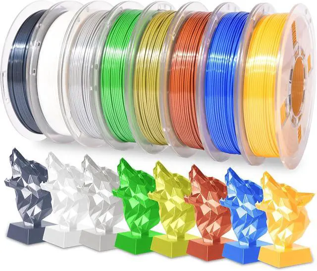 Alt view image 4 of 7 - 250gx8 Silk PLA Filament Bundle 1.75mm 3D Printer Filaments, 8 Colors 250g Spool, Black/White/Silver/Green Bronze/Gemstone Blue/Christmas Green/Red Bronze/Yellow