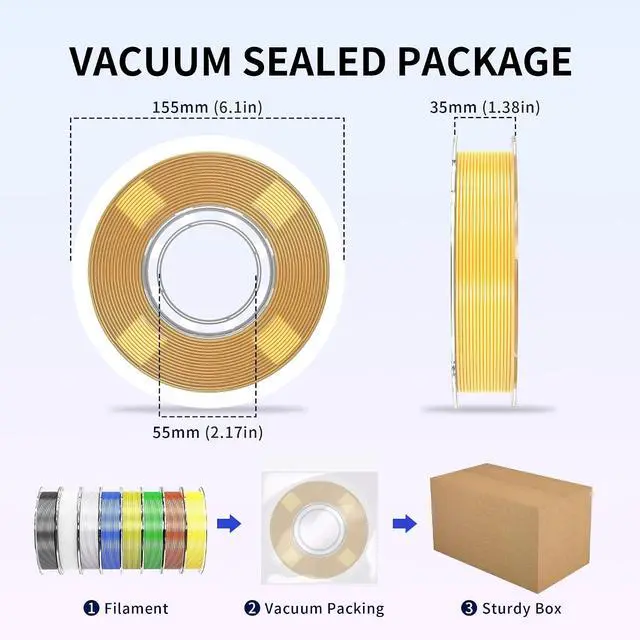 Alt view image 7 of 7 - 250gx8 Silk PLA Filament Bundle 1.75mm 3D Printer Filaments, 8 Colors 250g Spool, Black/White/Silver/Green Bronze/Gemstone Blue/Christmas Green/Red Bronze/Yellow