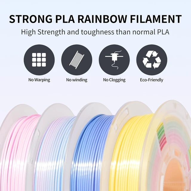 Alt view image 6 of 7 - Silk Rainbow PLA 3D Printer Filament Bundle Shiny Multicolored Filament 1.75mm Fast Color Change 3D Printing Filament for Most 3D Printer, 4 Spools 250g Each (2.2lbs)