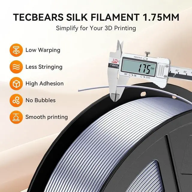 Alt view image 7 of 7 - Silk Filament 1.75, Shiny Silk PLA Filament, 3D Printer Filament with Smooth Silky Surface, Pack of 4, Light Gold+Silver+Bronze+Brass