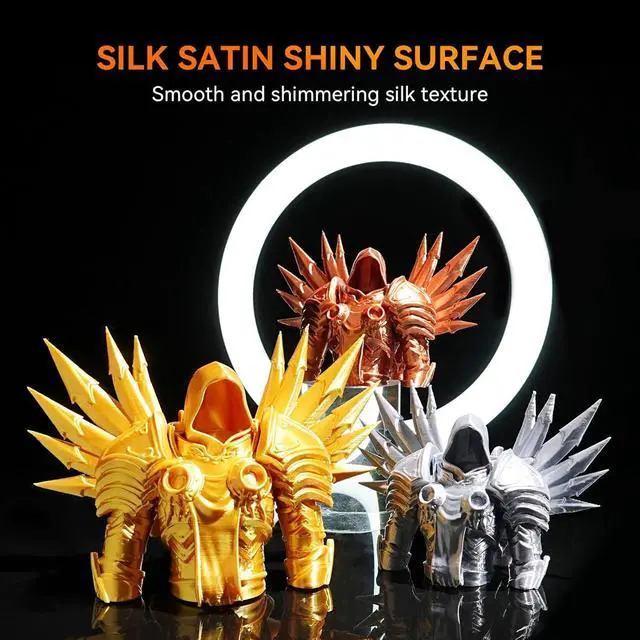 Alt view image 6 of 7 - Silk Filament 1.75, Shiny Silk PLA Filament, 3D Printer Filament with Smooth Silky Surface, Pack of 4, Light Gold+Silver+Bronze+Brass
