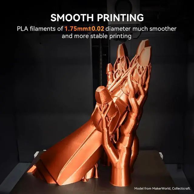 Alt view image 3 of 7 - Silk Filament 1.75, Shiny Silk PLA Filament, 3D Printer Filament with Smooth Silky Surface, Pack of 4, Light Gold+Silver+Bronze+Brass