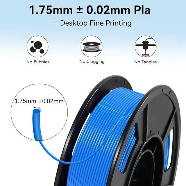 Alt view image 5 of 7 - 250g PLA 3D Printer Filament for Beginners, 1.75mm/±0.02mm 6 Colors Compatible with FLASHFORGE, Bambu, Creality, Individually Vacuum-Seale, Neatly Wound, Black, White, Red, Green, Blue, Purple