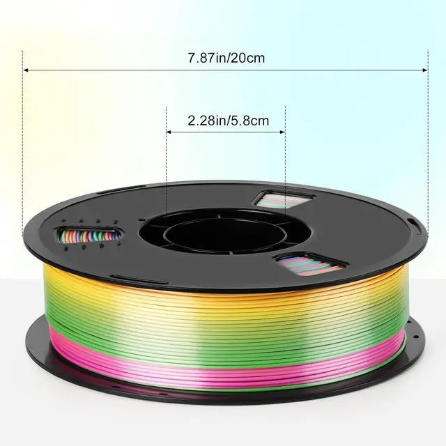 Alt view image 7 of 7 - Silk Rainbow PLA 3D Printer Filament for Beginners, 1.75mm/±0.02mm 1Kg Shiny Gradient Rainbow, Compatible with FLASHFORGE, Bambu, Creality, Vacuum-Seale Neatly Wound for DIY