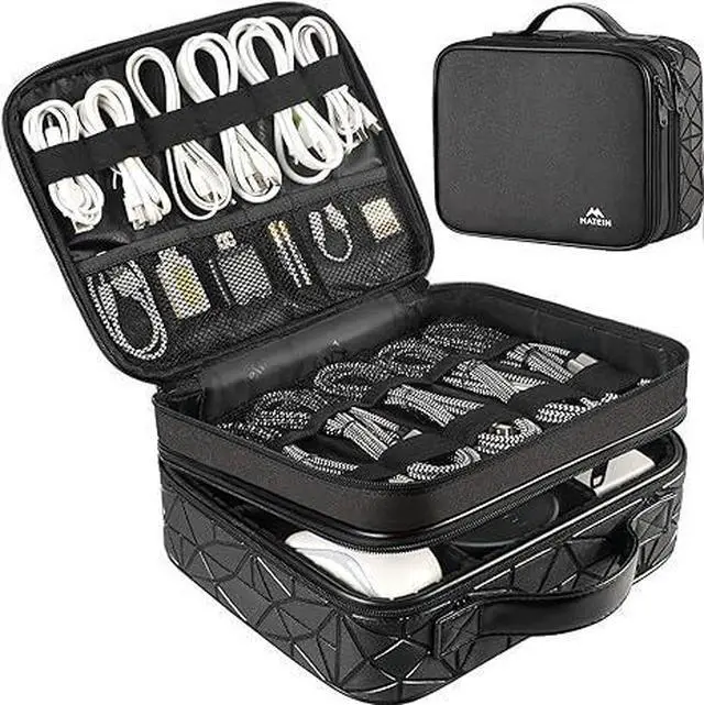 Main image of Cord Organizer Case with Adjustable Divider, Large DJ Cable File Bag
DJ Equipment, Music Accessories, Double Layer, Shockproof, Portable, Cable Storage for Cord, Charger, Tech Accessories, Black