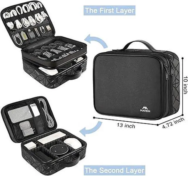 Alt view image 5 of 7 - Cord Organizer Case with Adjustable Divider, Large DJ Cable File Bag
DJ Equipment, Music Accessories, Double Layer, Shockproof, Portable, Cable Storage for Cord, Charger, Tech Accessories, Black