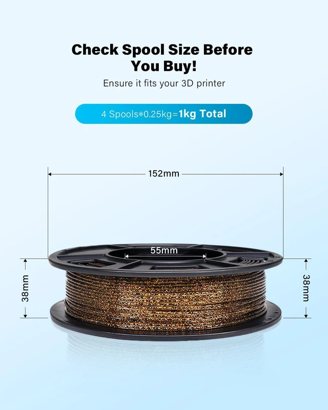 Alt view image 7 of 7 - 3D Printer Filament Galaxy PLA Filament 1.75mm, 3D Printing Filament Bundle, Multi Color PLA Filament Glitter 250g X 4 Color Pack