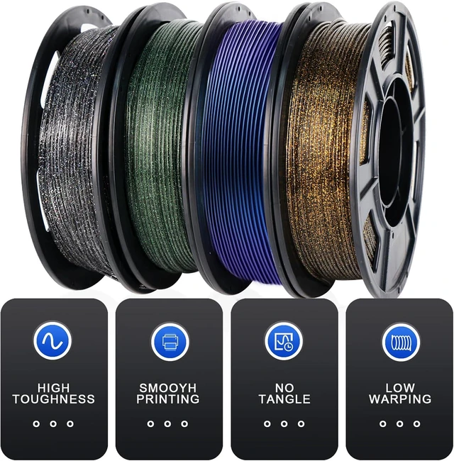 Alt view image 6 of 7 - 3D Printer Filament Galaxy PLA Filament 1.75mm, 3D Printing Filament Bundle, Multi Color PLA Filament Glitter 250g X 4 Color Pack