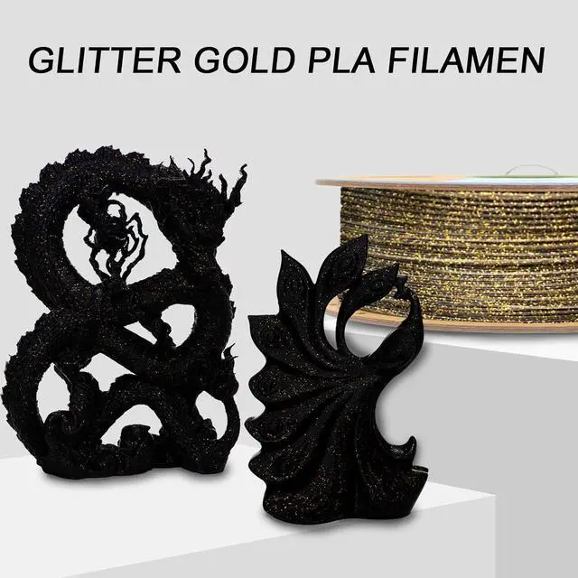 Alt view image 6 of 7 - 3D Printer Filament PLA Filament 1.75mm Gold 3D Effect Glitter-Black filament1kg(2.2lbs).