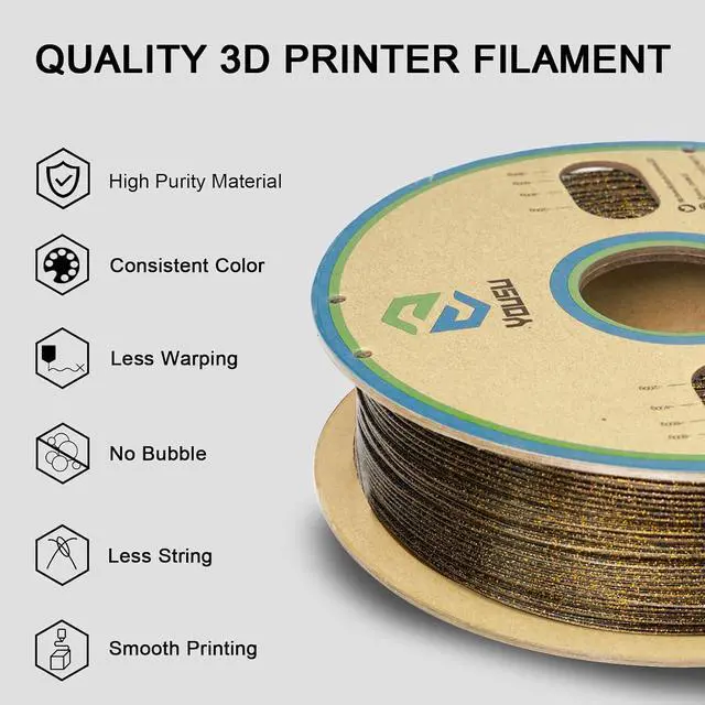 Alt view image 5 of 7 - 3D Printer Filament PLA Filament 1.75mm Gold 3D Effect Glitter-Black filament1kg(2.2lbs).