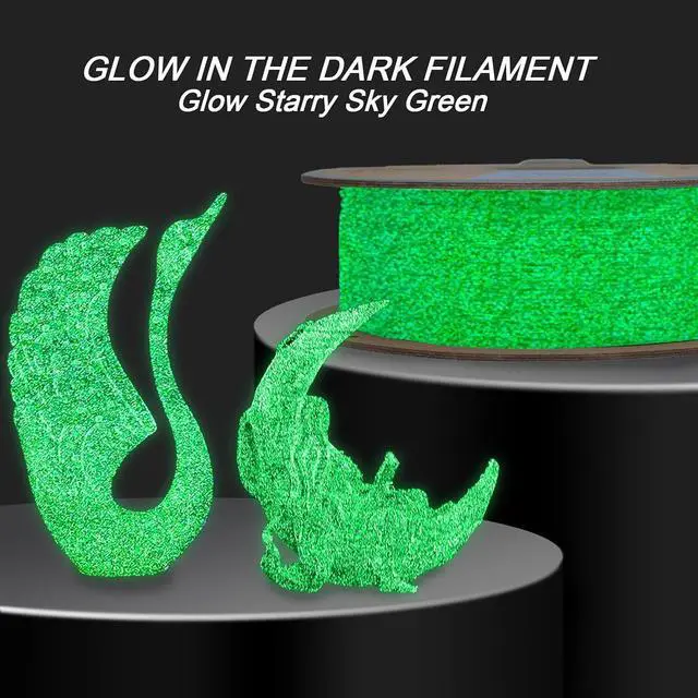 Alt view image 4 of 7 - 3D Printer Filament PLA Filament 1.75mm Black Filament with Glow in The Dark Green Starry Sky 1kg(2.2lbs).