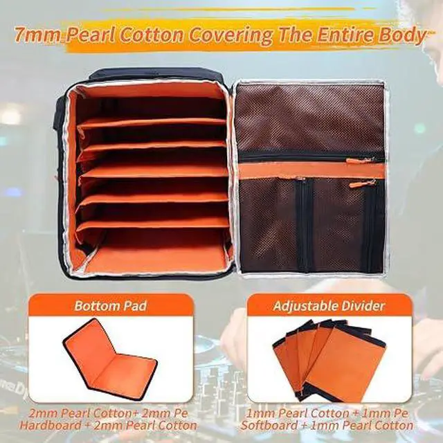 Alt view image 6 of 7 - Rolling DJ Cable Bag ith Detachable Dividers, Bottom Pad | Travel DJ Gear Organizer with 5 Cable Slots & Microphone Bag, Laptop and Microphone Pocket for Musician, Professional, Travel