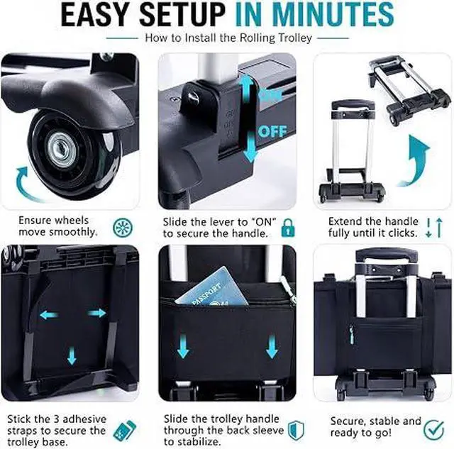 Alt view image 2 of 7 - Rolling DJ Cable Bag with Wheels-Large DJ Equipment Bag with 5 Cable Slots & 3 Removable Dividers, DJ Gig Bag with Laptop Compartment, Microphone Pockets, Travel DJ Gear Organizer for Mixer, Musicians