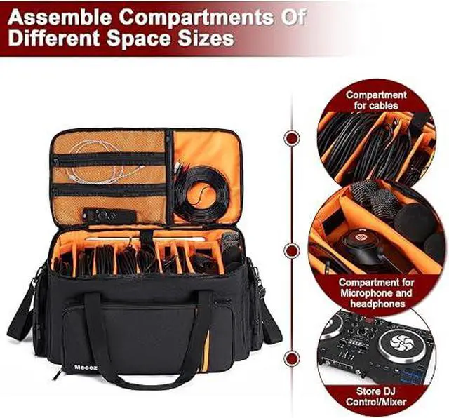 Alt view image 3 of 7 - DJ Gig Bag with 8 Detachable Dividers, DJ Cables Bag,Black
8 Detachable Dividers, 15.6'' Laptop Sleeve, Large Capacity, For DJ Gear, Music Equipment & Accessories
