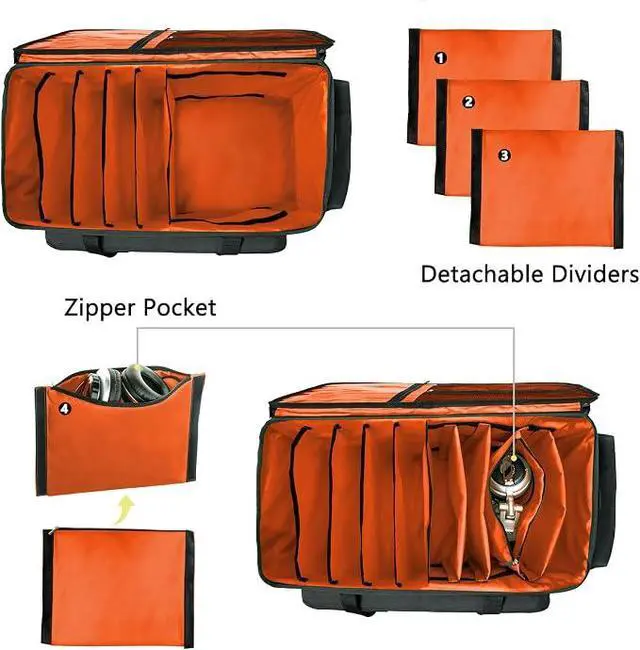 Alt view image 5 of 7 - Dj Cable Bag-24 Large Cable File Organizer Case-Travel Gig Bag with Padded Bottom and Dividers for Dj Accessories and Equipment