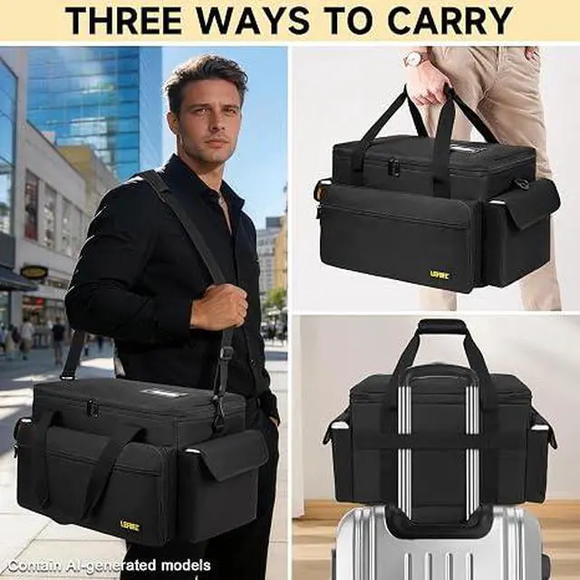 Alt view image 5 of 7 - DJ Equipment Bag with 5 Detachable Dividers,DJ Cable File Bag with Laptop and Microphone Slots,Travel Dj Gig Organizer Bags for DJ Gear,Musicians, Professional and Dj Accessories( 18.5"×11.5"×11")