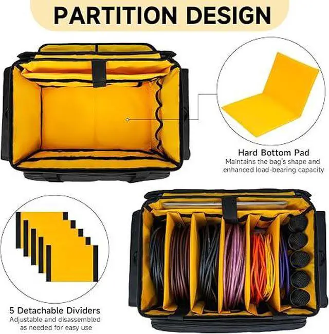 Alt view image 3 of 7 - DJ Equipment Bag with 5 Detachable Dividers,DJ Cable File Bag with Laptop and Microphone Slots,Travel Dj Gig Organizer Bags for DJ Gear,Musicians, Professional and Dj Accessories( 18.5"×11.5"×11")