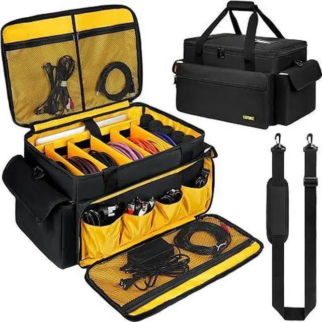 Main image of DJ Equipment Bag with 5 Detachable Dividers,DJ Cable File Bag with Laptop and Microphone Slots,Travel Dj Gig Organizer Bags for DJ Gear,Musicians, Professional and Dj Accessories( 18.5"×11.5"×11")