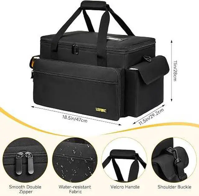Alt view image 4 of 7 - DJ Equipment Bag with 5 Detachable Dividers,DJ Cable File Bag with Laptop and Microphone Slots,Travel Dj Gig Organizer Bags for DJ Gear,Musicians, Professional and Dj Accessories( 18.5"×11.5"×11")