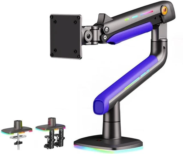 Main image of Gaming Monitor Arm for Screen up to 60 inches, Holds 44 lbs(20 kg), VESA 75/100, RGB Light, Heavy Duty Monitor Stand, Aluminum Ultrawide Screen Mount Height Angle Adjustable Purple Blue