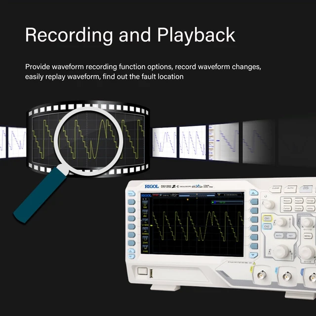 Alt view image 4 of 6 - RIGOL DS1202Z-E Digital Oscilloscope, 200MHz, 2 Channel, 1GSa/s Sampling, Ideal for students & hobbyists, 1GSa/s real-time sample rate, 24Mpts memory depth, professional desktop lab design
