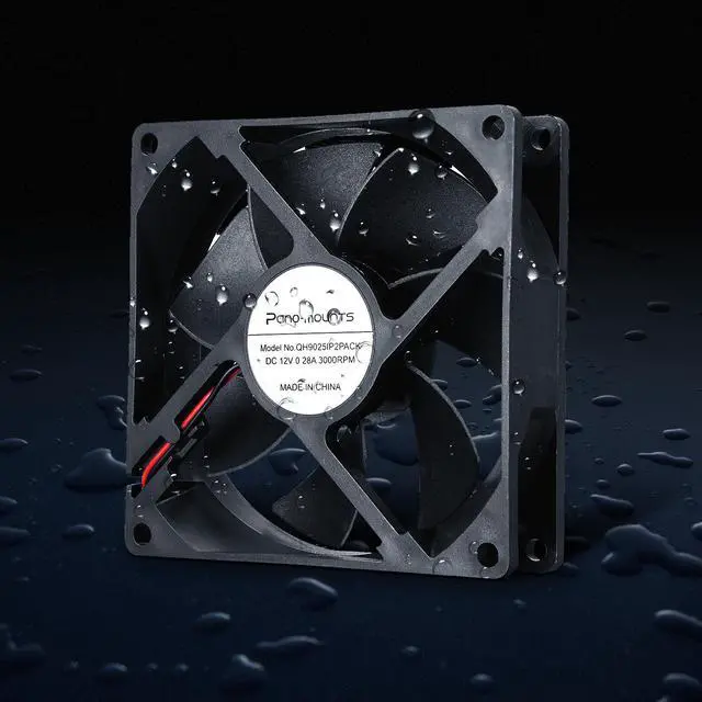 Alt view image 2 of 5 - 92mm 90mm 12V DC Moisture-Proof Fan High Airflow 12V 9025 2 Pin 2 Wire Small Square Exhaust Fan 3000RPM 2-Pack Black