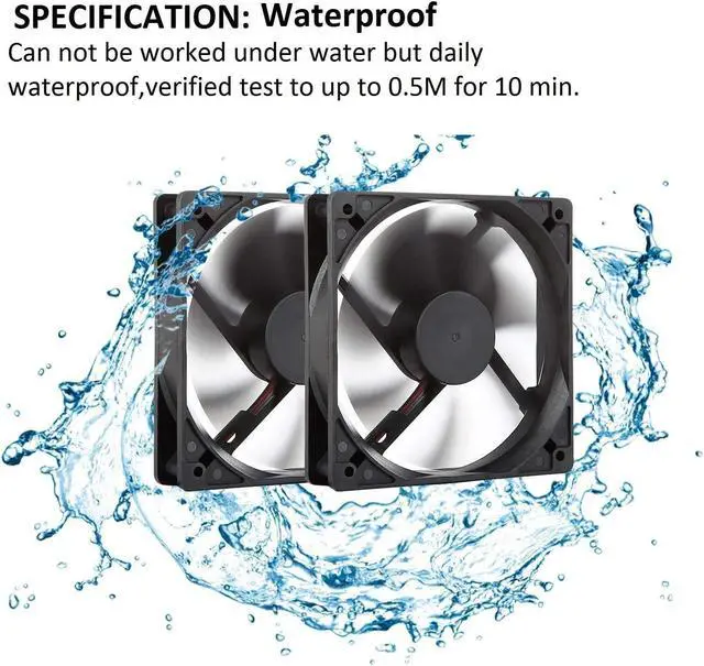 Alt view image 2 of 5 - 12V Moisture-Proof Fan 120mm 2-Pack High Speed 12 Volt 2 Wire 3 Pin Exhaust Cooling Fan 3000RPM