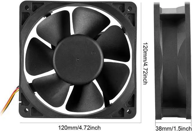 Alt view image 5 of 6 - 120mm 12V Seal IP65 Waterproof Fan High Speed 12V DC 120mm 3 Pin Ventilation Cooling Fan 3500RPM