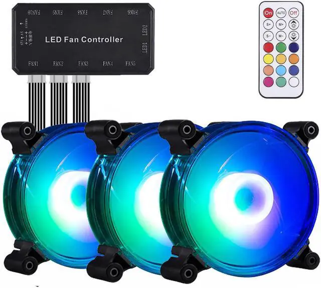 Main image of 120mm PC Computer Case Fans RGB 12V Quiet LED Transparent Gaming PC Computer CPU Case Fan with Adjustable Color Blue Red Purple Pink Controlled by Remote For Mining Rig Frame and PC Case Cooler 3-Pack