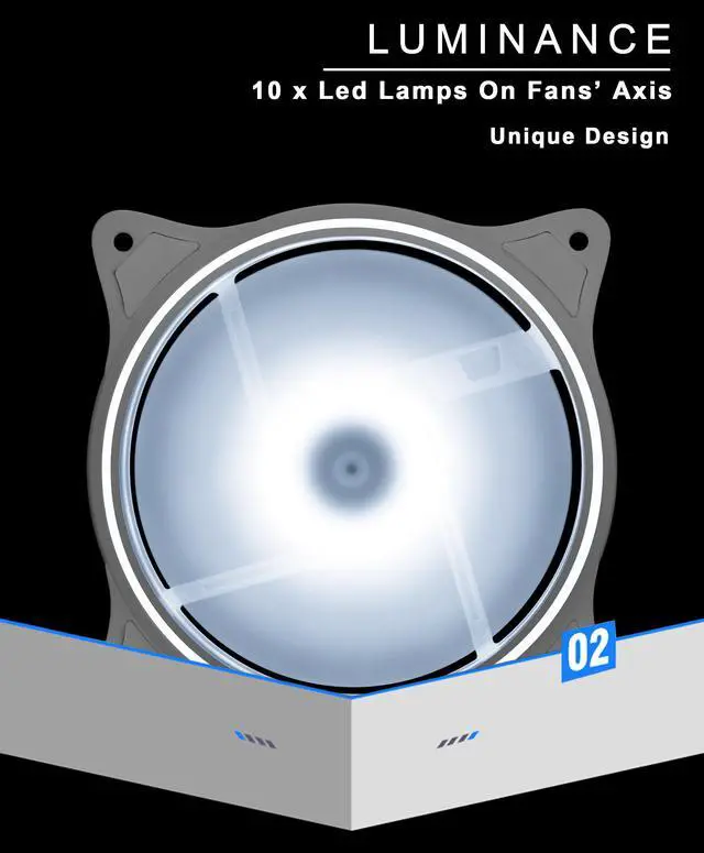 Alt view image 3 of 7 - 120mm Computer PC Cooling Fan White LED Game Case Cooler Fan Quiet 12V Computer PC Fan with Triple Light Loop 3-Pack