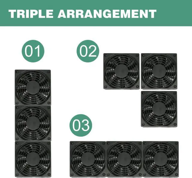 Alt view image 7 of 7 - 3x120mm 360mm 5V USB Powered Cooling Fan for Router Rack DIY Audio Video Network Cabinet Server Cooling Projects and Equipment Workstation Mining Machine Laptop Cooling Fan Stand