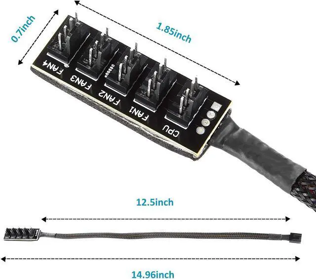 Alt view image 3 of 5 - PWM Fan Hub Cable 2-Pack 4Pin Computer CPU Case Fan Splitter Hub 5 Port Fan Hub for 3Pin Computer PC Case Fan 4Pin PWM Fan ITX Mining Rig Frame Case
