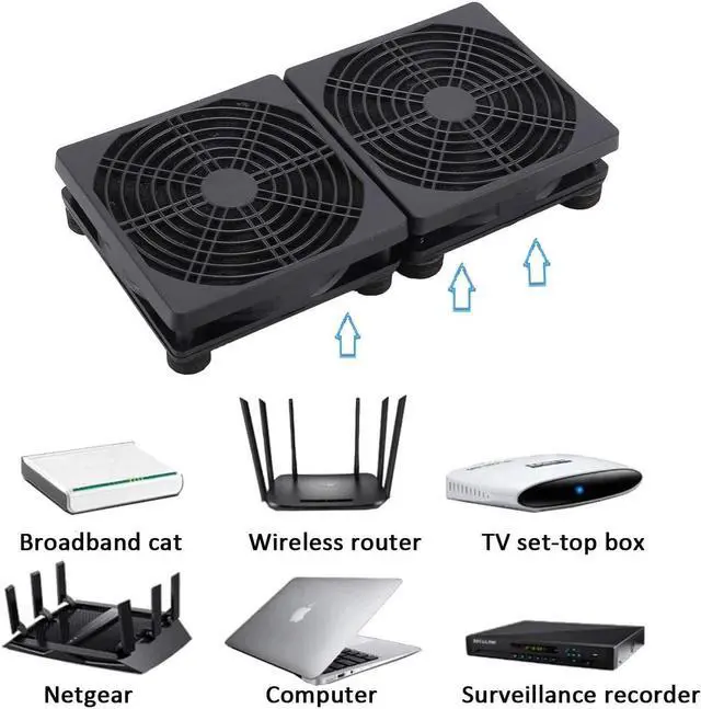 Alt view image 5 of 5 - 120mm 5V Dual USB Powered PC Router Fans with Speed Controller USB High Airflow Cooling Fan for Router Modem Receiver DVR Playstation TV Box