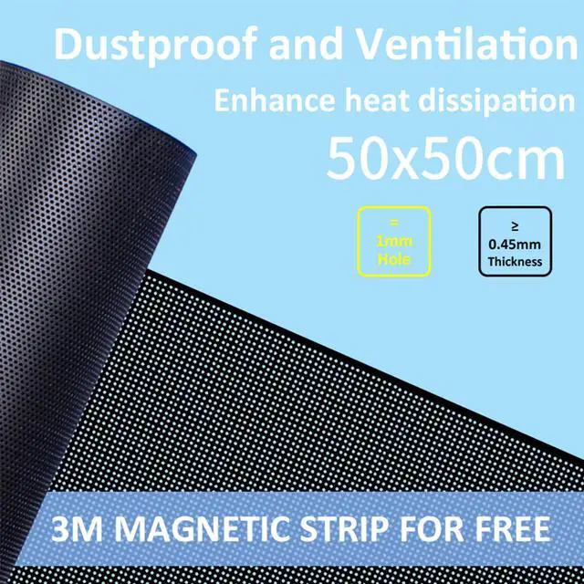 Alt view image 5 of 6 - 500x500mm 19.68inch DIY Computer PC Case and Fans PVC Dustproof Mesh Filter Cover with 3M Magnetic Strip for Computer Chassis Speakers and More