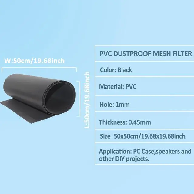 Alt view image 6 of 6 - 500x500mm 19.68inch DIY Computer PC Case and Fans PVC Dustproof Mesh Filter Cover with 3M Magnetic Strip for Computer Chassis Speakers and More
